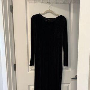 Vintage black crushed velvet maxi dress